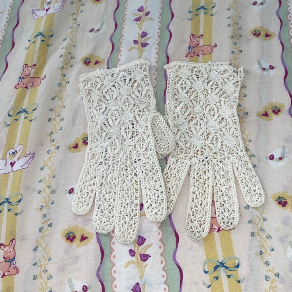 Antique Filet Crochet Gloves